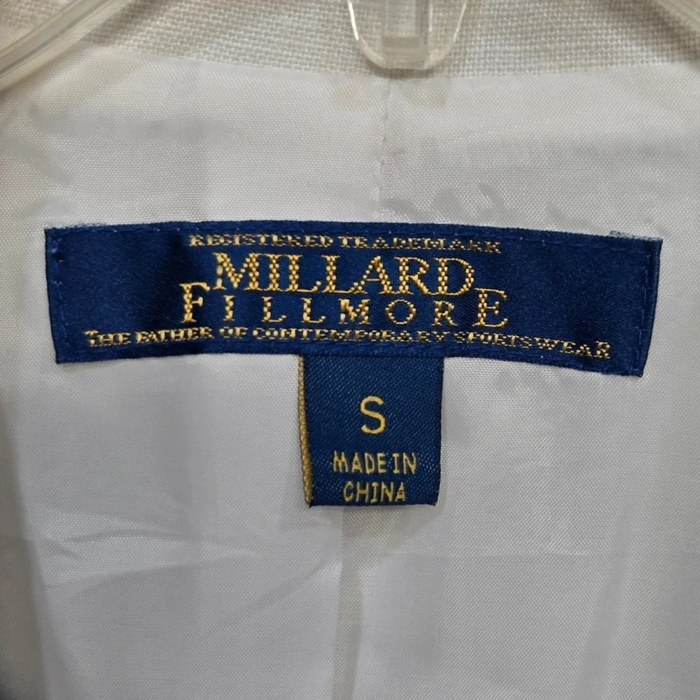Millard Fillmore Anthropologie Y2K Jacket Small White 100% Linen Safari Military